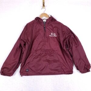 Charles River Texas A&M Chi Omega Anorak Jacket Large Maroon Windbreaker Hooded